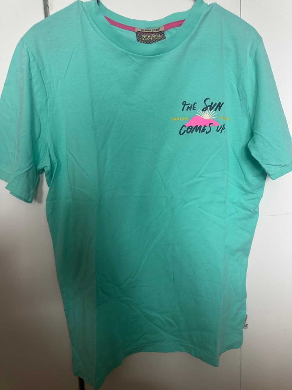 Scotch and Soda Unisex Aloha Sun 'The Sun Comes Up' Teal Graphic Tee